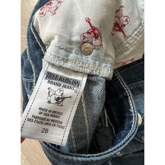 True Religion Swarovski Crystals Logo Leggings Blue Skinny Jeans Size 28 - Picture 4 of 9